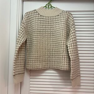 Dh Cream Textured Cowl-Neck Sweater